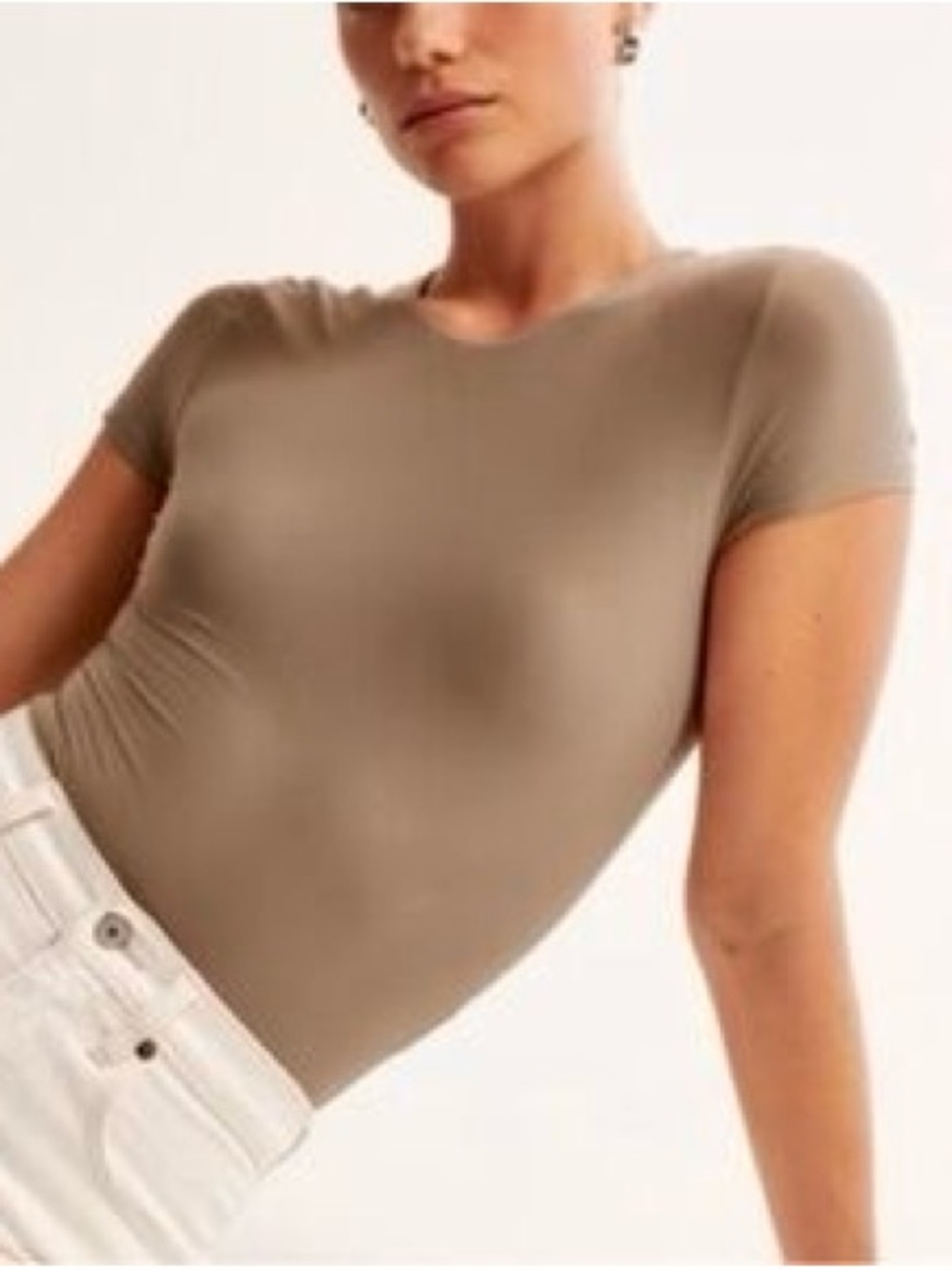Abercrombie & Fitch T-shirt Bodysuit in Tan
